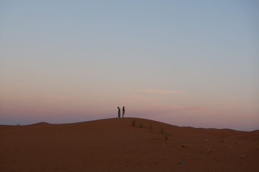Sunset on the dunes of the Sahara Desert, Morocco